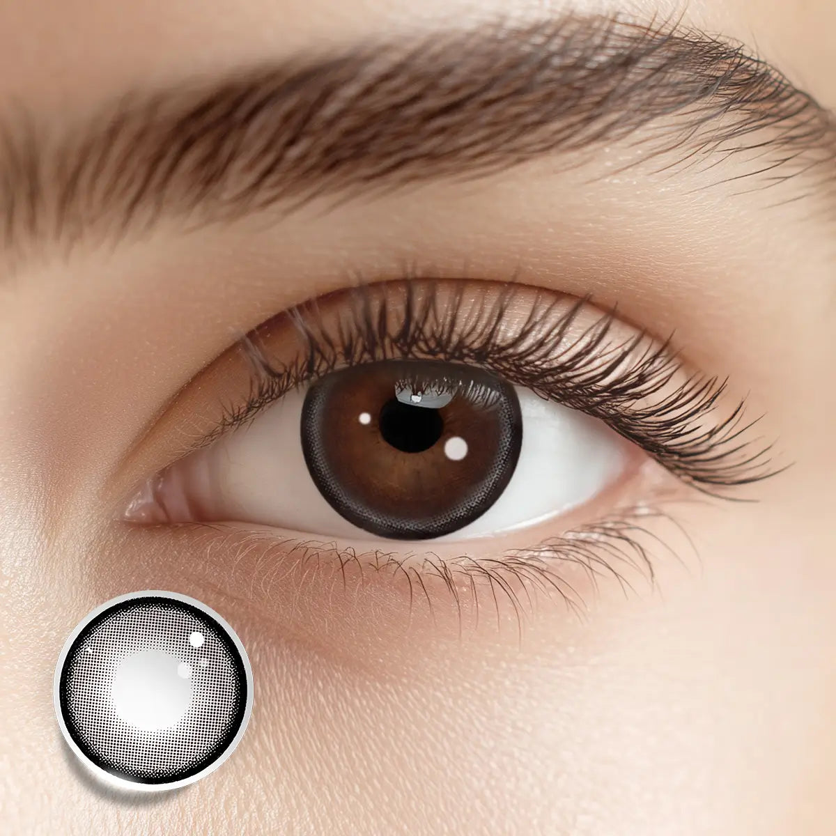 Defining the eyes with a crisp black limbal ring using Soda Pop Black colored contacts for a strikingly vivid and energetic gaze.