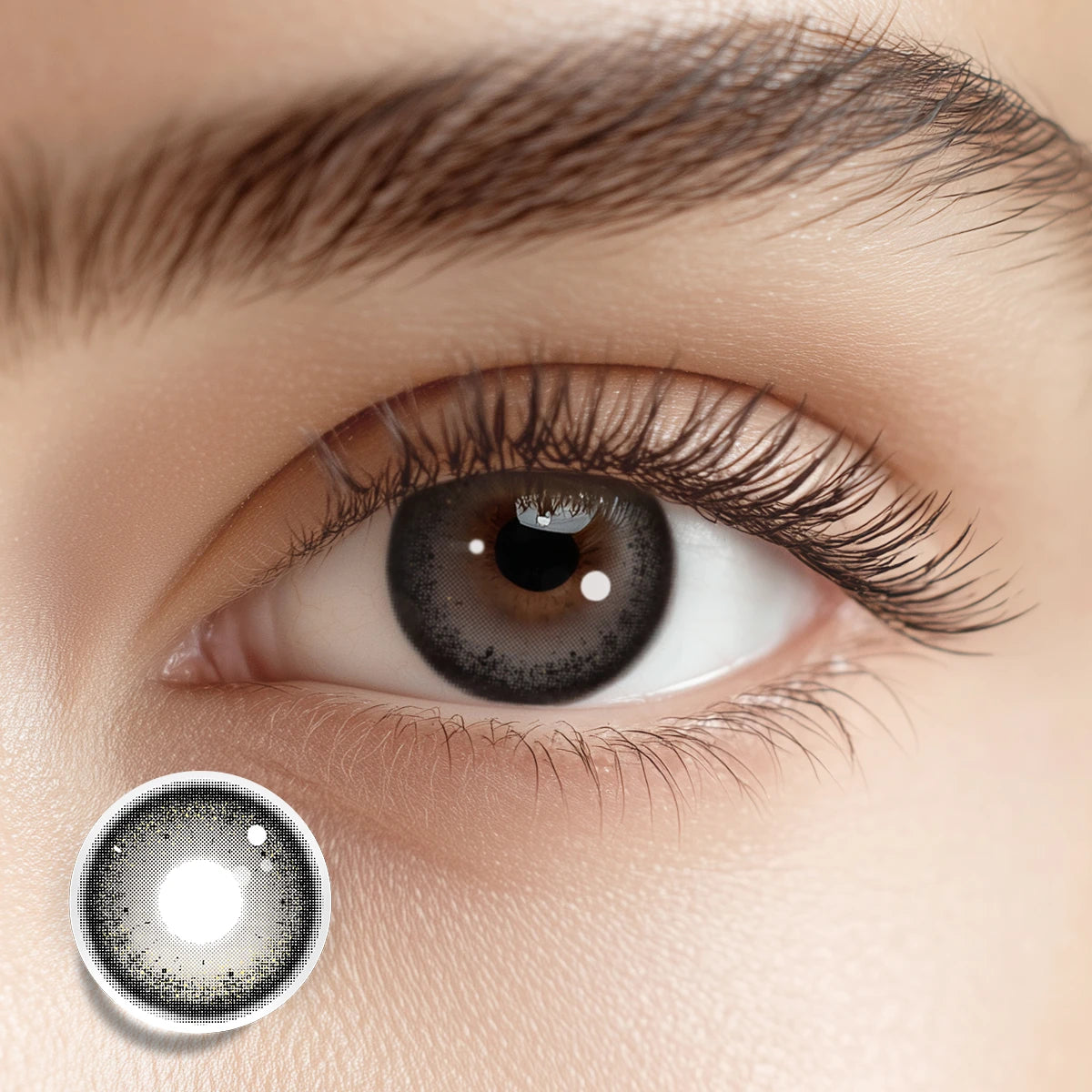 Infusing a vibrant living energy with Spotlight Gray colored contacts for a bright, spirited gaze.