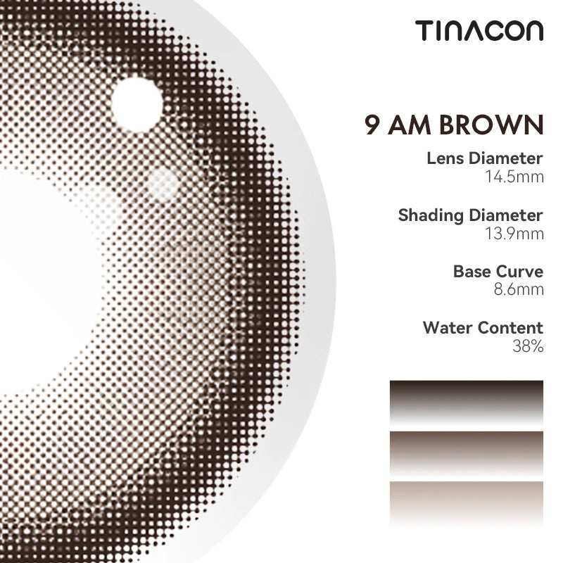 Technical specifications used to ensure the natural integration of 9 AM Brown with various iris patterns.