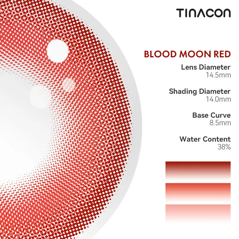 These red contact lenses boast precise diameter and water content, crucial for their striking, bold pigment.