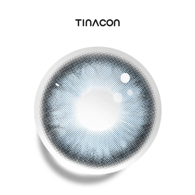 Aquamarine Blue colored contact lenses featuring a crystalline cyan gradient and a soft, aquatic-inspired rim.