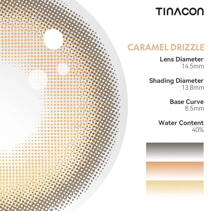 Technical specifications highlight the seamless color melting technology designed to create an effortlessly fluid and natural iris transition.