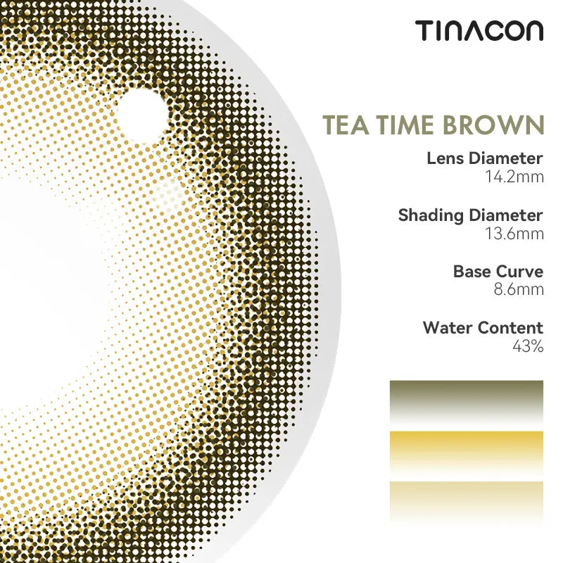 Detailed specs for these brown lenses, ensuring high-standard comfort for consistent daily wear.