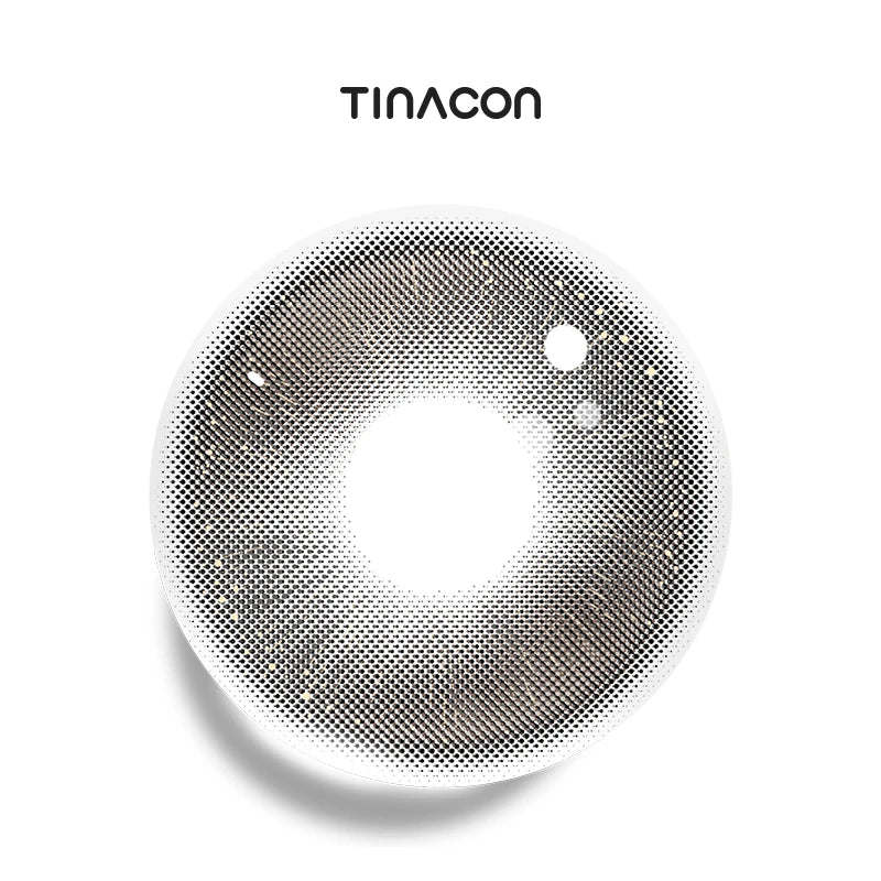 Sharp Suit Gray colored contact lenses showcasing a misty gray gradient and a soft, ringless perimeter for a sleek finish.