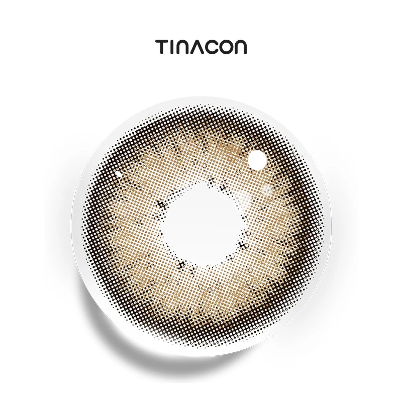 Roast Nut Brown colored contact lenses exhibiting a caramelized hazel gradient and a soft zone.