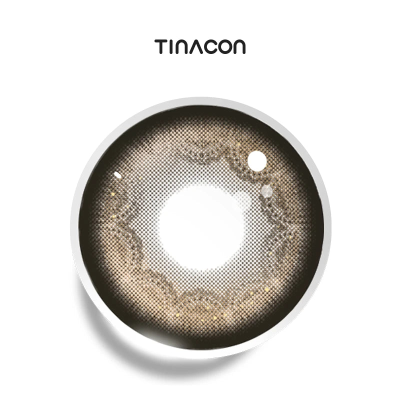 Fudge Brown colored contact lenses featuring an intricate honeyed-amber gradient and delicate edges.