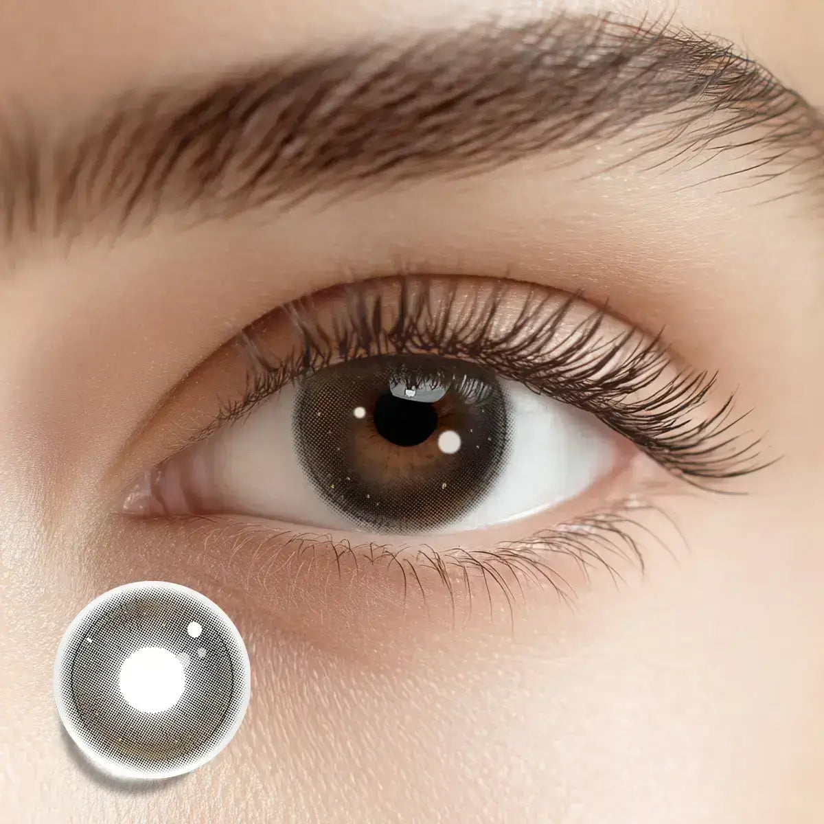 Enhancing your natural daily radiance with Cashmere Brown colored contacts for a soft, luminous gaze.