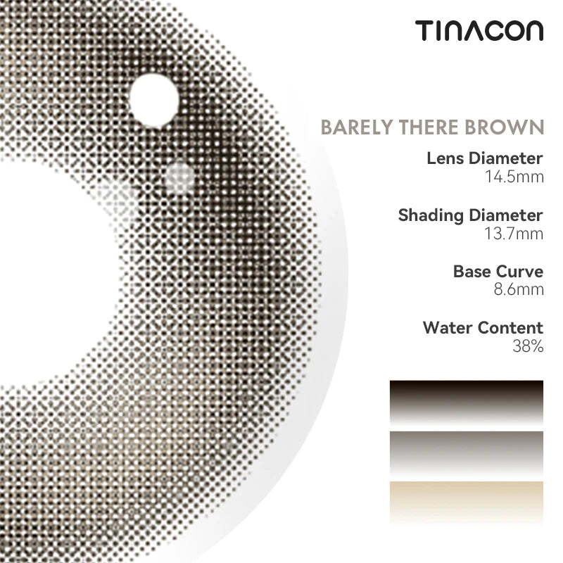 Technical specifications highlight the ultra-fine pigment dispersion used to create this brown hue and soft iris transition.