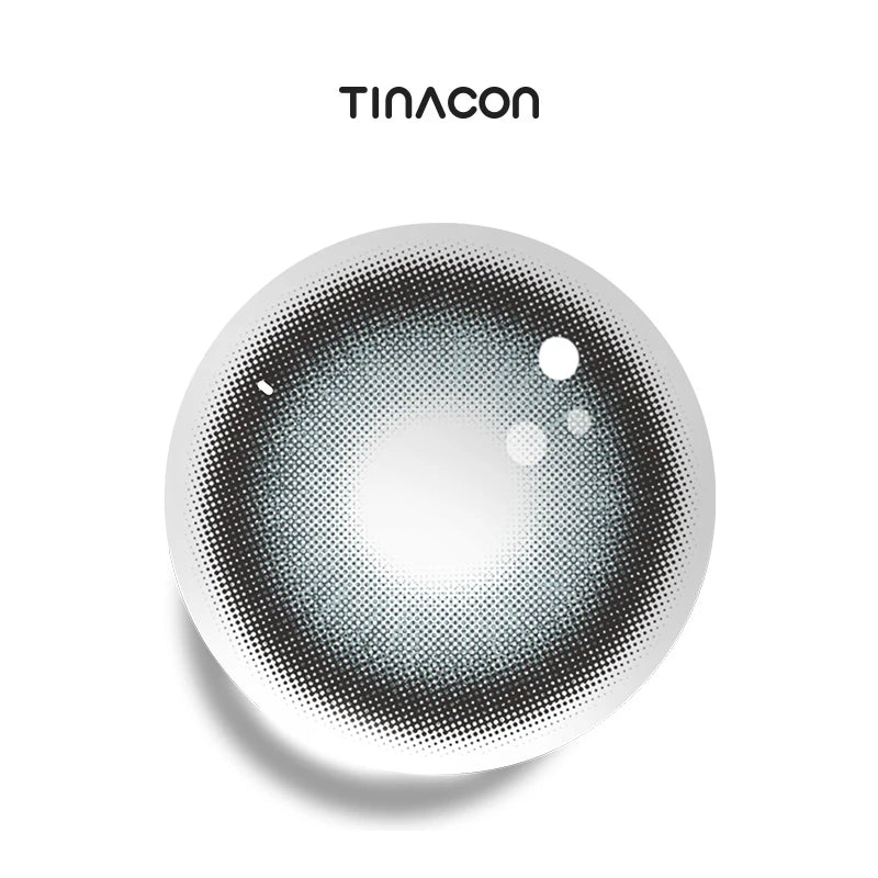 Diamond Dust Gray colored contacts showcasing a shimmering pattern and a defining, dark outer frame.