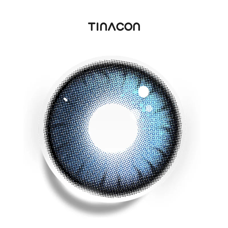 Deep End Blue colored contact lenses showcasing a distinctive, swirling texture for a bold look.