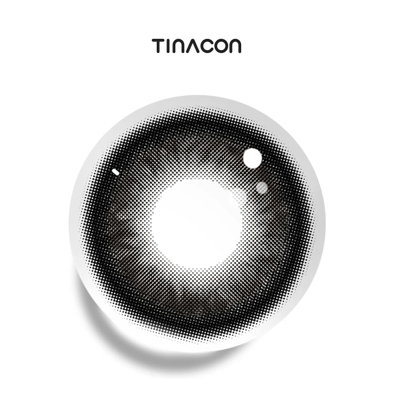 Obsidian Lens black colored contact lenses featuring a high-gloss finish for a liquid, stone-like depth.