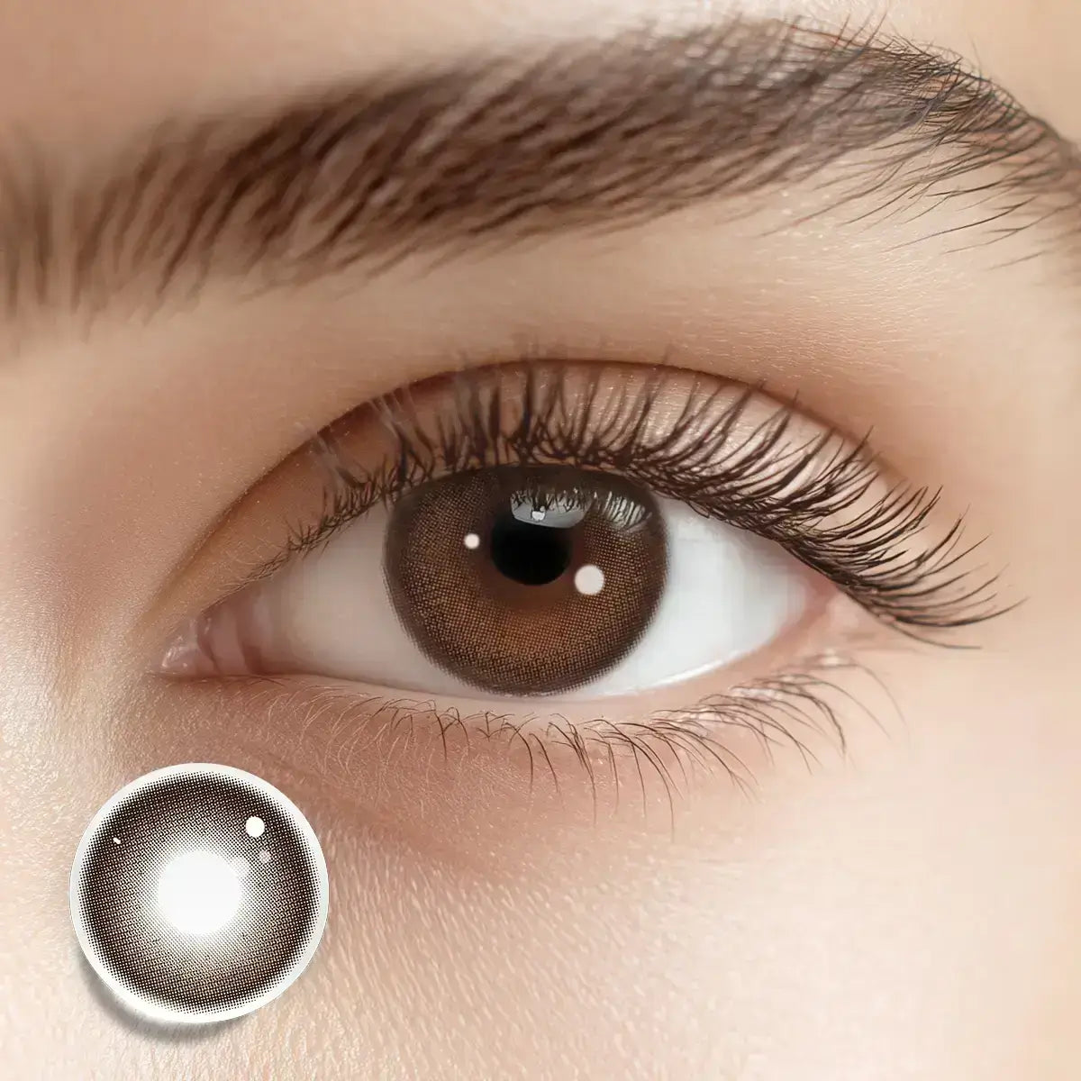 Capturing a sweet and inviting stare with Sugar Rush Brown colored contacts, featuring a rich cocoa essence that adds a warm depth.
