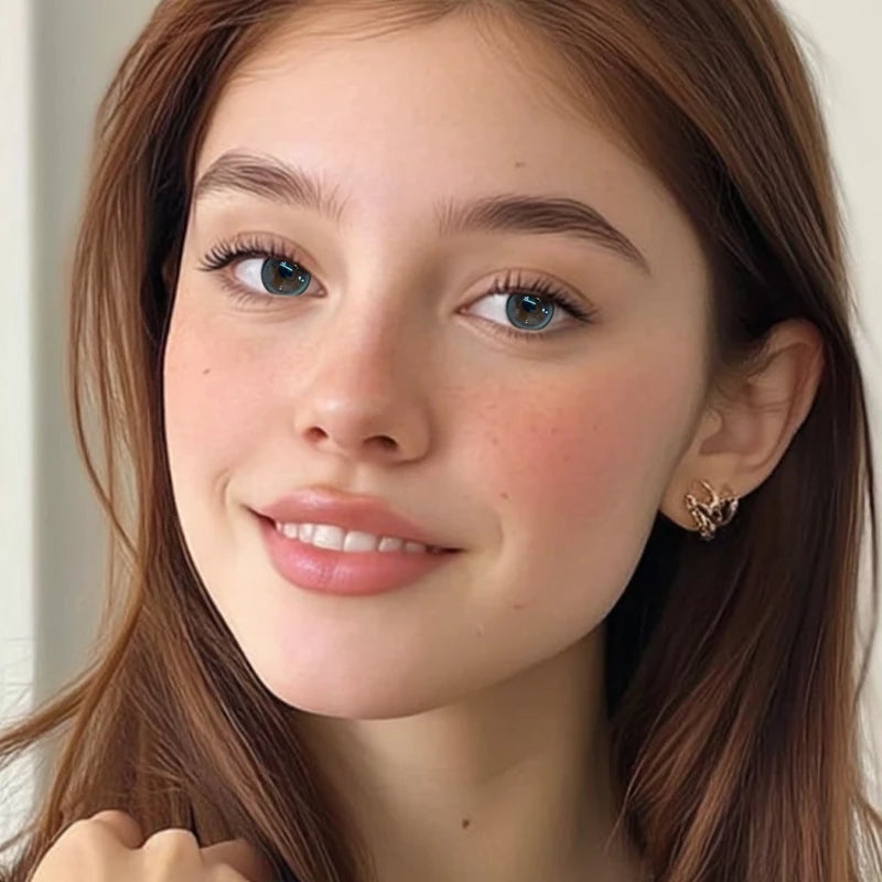 A portrait featuring Black Lagoon colored contact lenses, designed to provide a spirited and high-definition, glass-like glow.