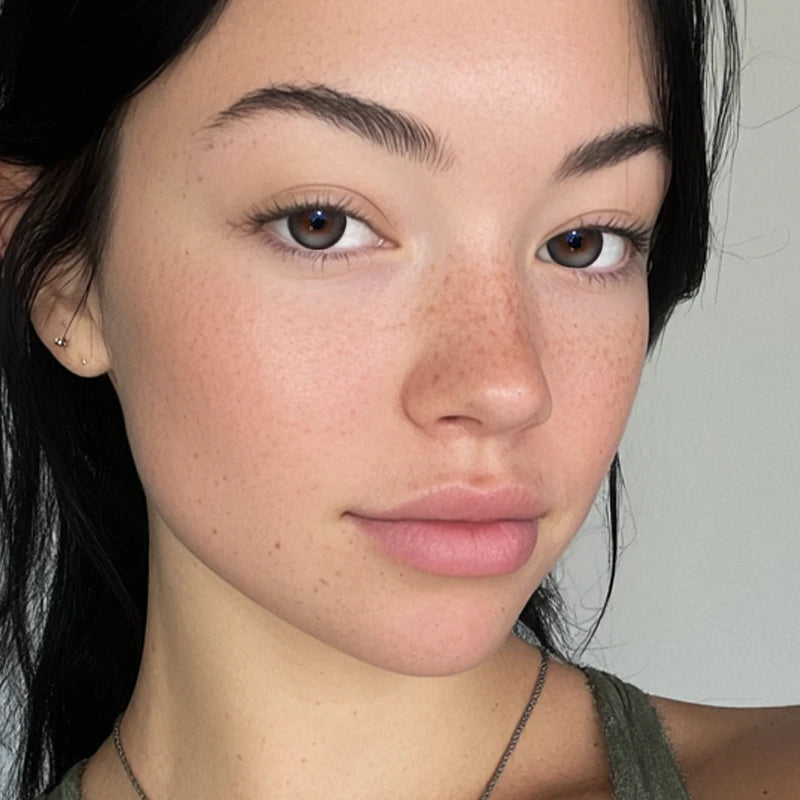 A portrait featuring Pity Gray colored contact lenses, lending a bright and innocent charm to the wearer’s overall aesthetic.