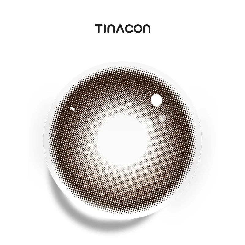 Sugar Rush Brown colored contact lenses exhibiting a milk-chocolate gradient that mimics the natural, multi-tonal richness of a warm iris.