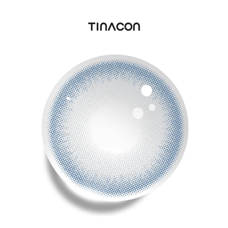 Blue Ribbon colored contact lenses featuring a sky-to-sapphire gradient and a delicate, cloud-like iris pattern.