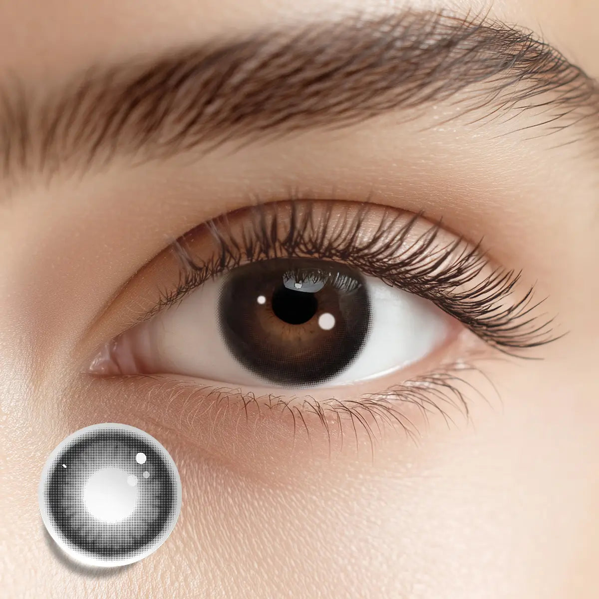 Enhancing your natural eyes with Dark Roast Black colored contacts for a classic, everyday depth.