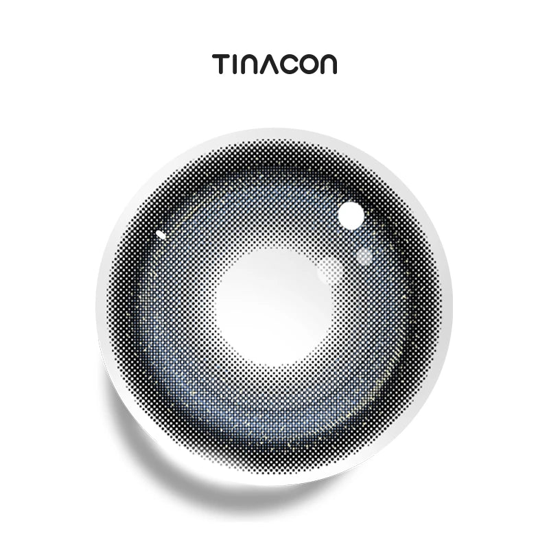 Mischief Black colored contact lenses featuring a unique shimmering stardust pattern designed for avant-garde styling.