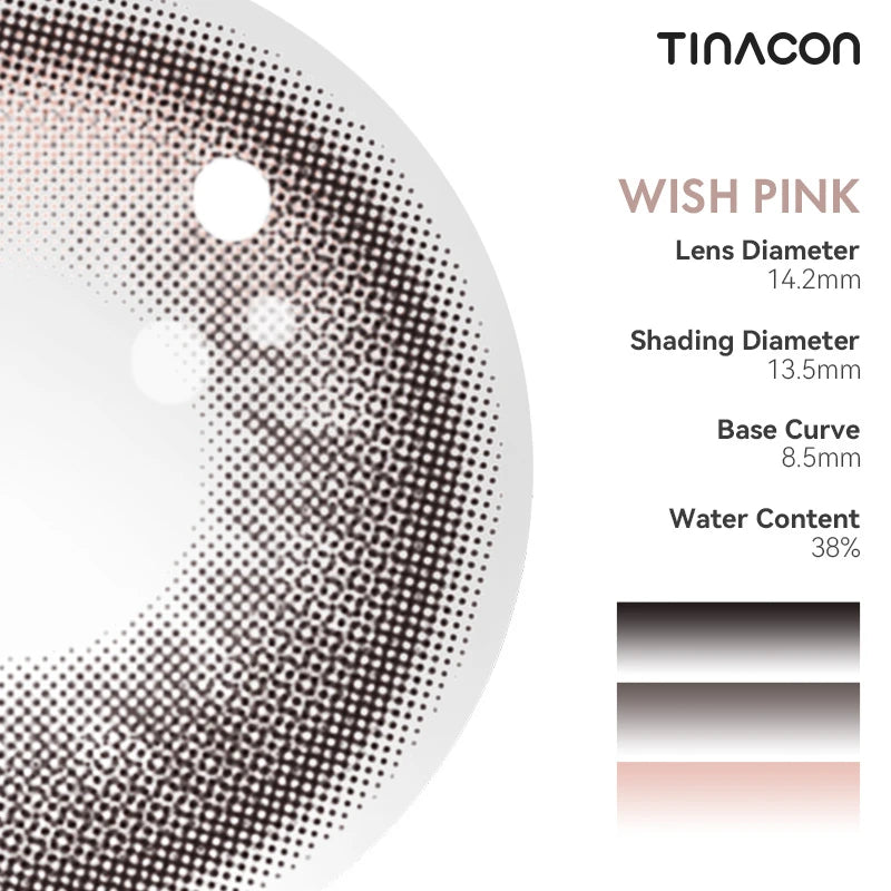 Diameter and water content ensure these pink colored contacts offer a high-standard fit.