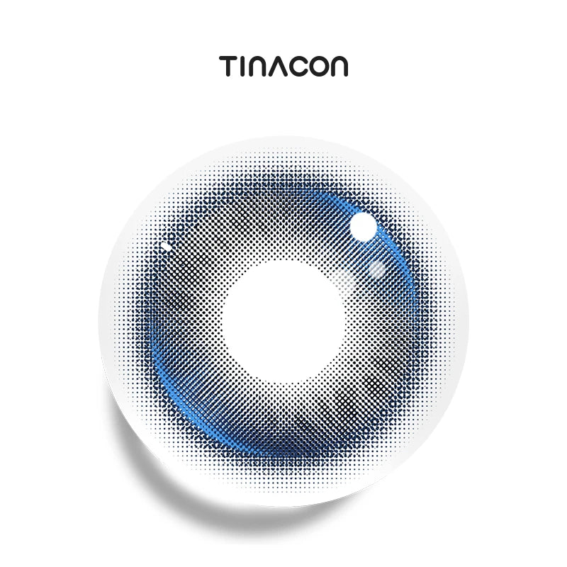 Glacier Blue colored contact lenses featuring a crisp arctic base and a unique, light-catching radial pattern.