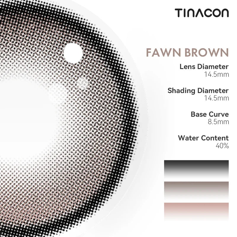 Technical specifications highlight the precision-contoured pigment rim of Fawn Brown, engineered to deliver a high-impact enlargement effect.