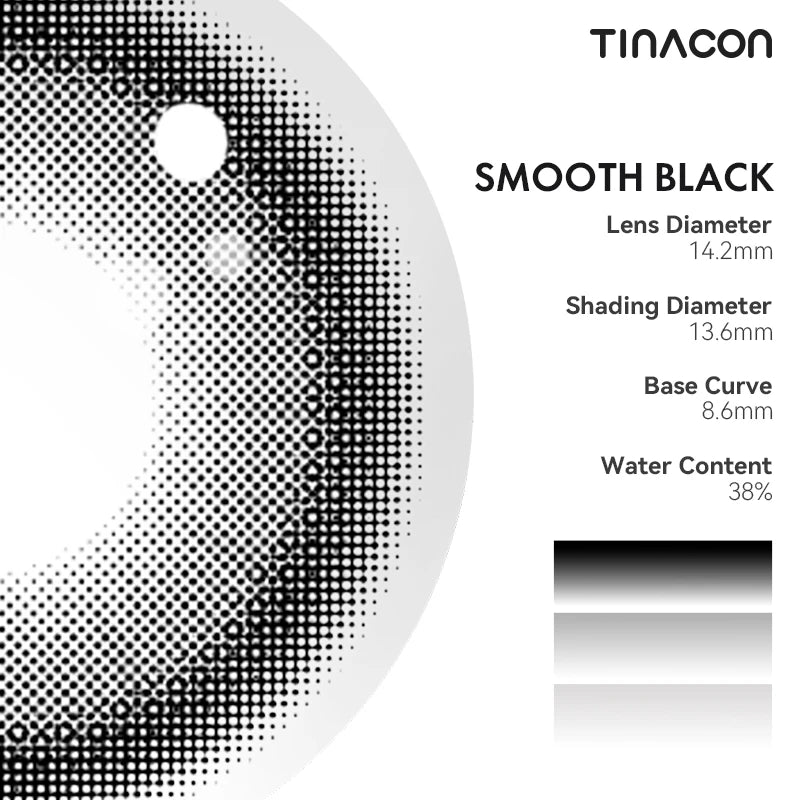 Technical specifications highlight the light-reflective pigment technology used to achieve the luminous clarity and smooth iris transition.