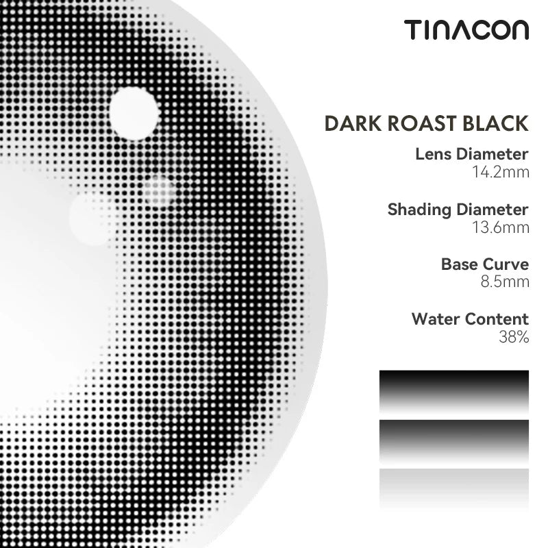 Diameter and moisture levels are expertly balanced in these black colored contact lenses.