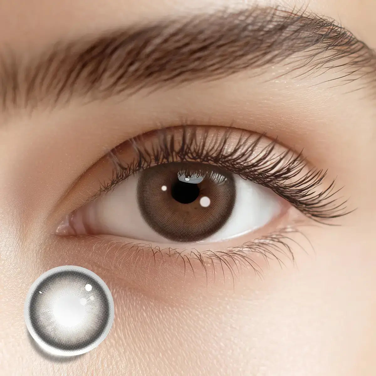 Creating a crystal glass-orb look with Sweet Sixteen brown colored contacts for any versatile occasion.